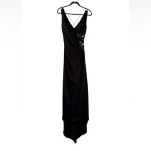 Musani Italy Satin Beaded Gatsby 20s Art Deco Mermaid Dress 8/10